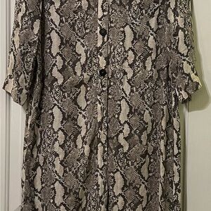 Snakeskin Print Button-Up Dress